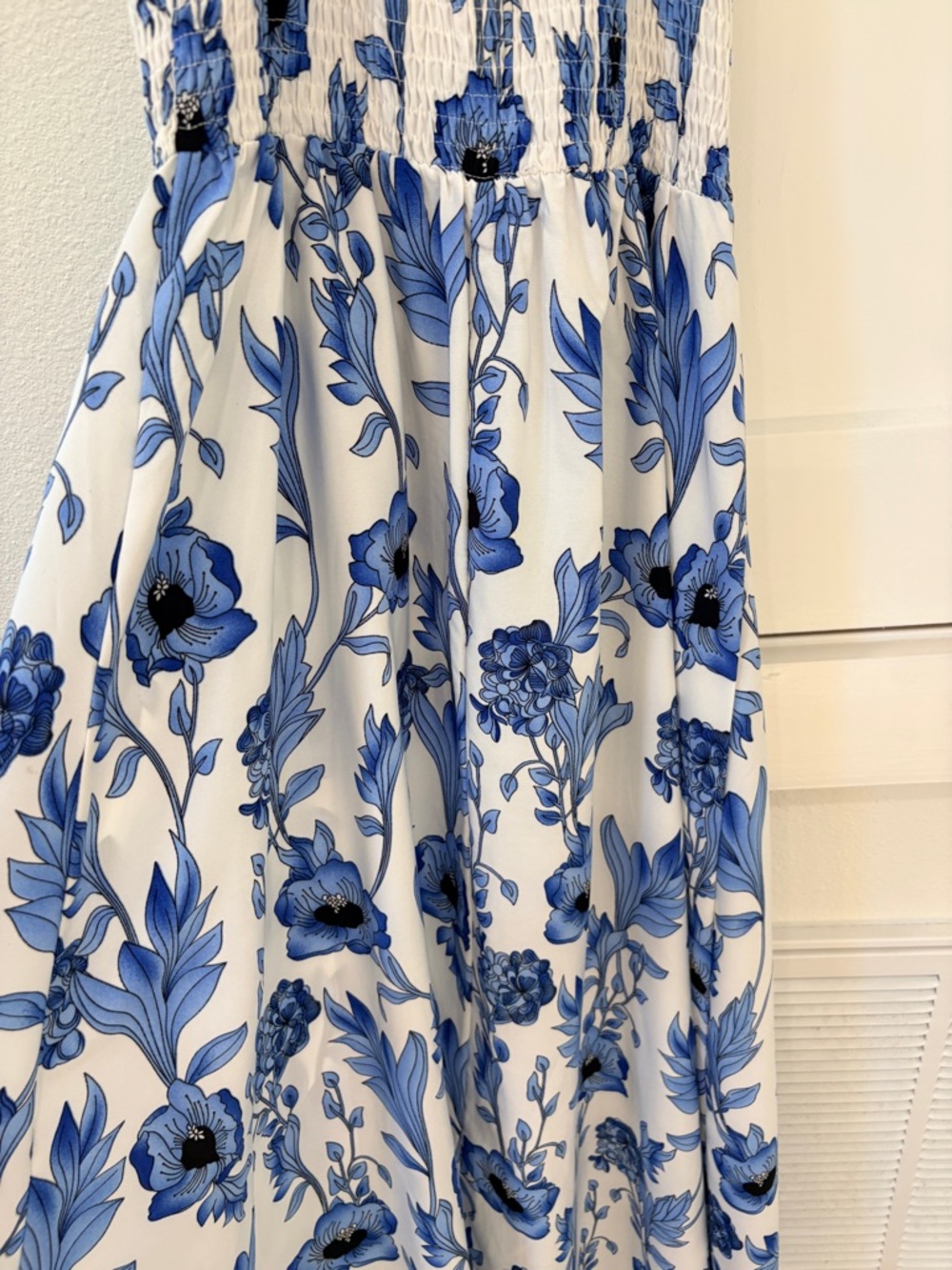Blue Floral Smocked Maxi Dress - Women - Picture 10 of 10